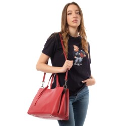 Guzini 8065 Women's Genuine Leather Handbag - Red - 7