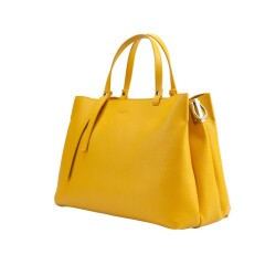 Guzini 8065 Women's Genuine Leather Handbag - Yellow - 2