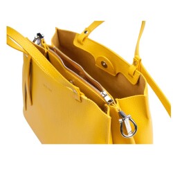 Guzini 8065 Women's Genuine Leather Handbag - Yellow - 4
