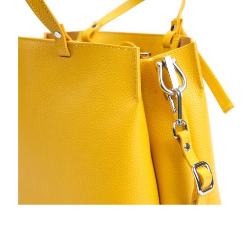 Guzini 8065 Women's Genuine Leather Handbag - Yellow - 5