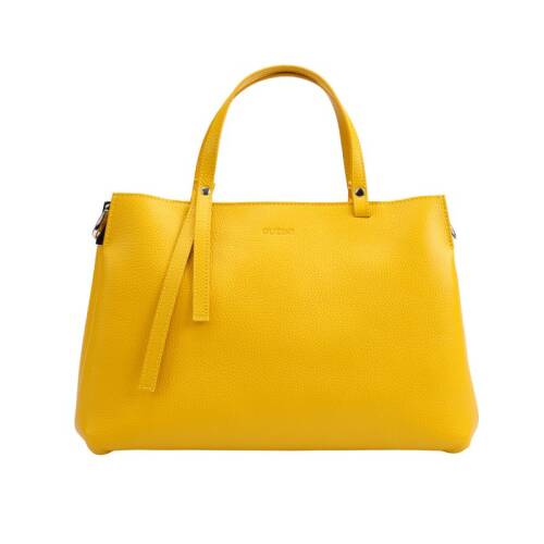 Guzini 8065 Women's Genuine Leather Handbag - Yellow - 1