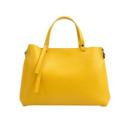 Guzini 8065 Women's Genuine Leather Handbag - Yellow - 3
