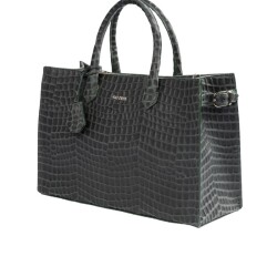 حقيبة يد نسائية من الجلد الطبيعي من جوزيني 8101 - أخضر داكن بنقشة جلد التمساح - 3