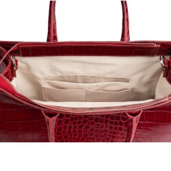 Guzini 8101 Women's Genuine Leather Handbag - Croco Red - 5