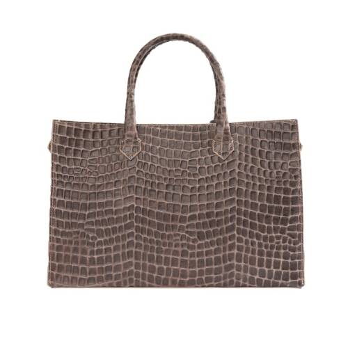 Guzini 8101 Women's Genuine Leather Handbag - Croco Sand - 2