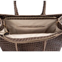 Guzini 8101 Women's Genuine Leather Handbag - Croco Sand - 4