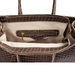 Guzini 8101 Women's Genuine Leather Handbag - Croco Sand - 5