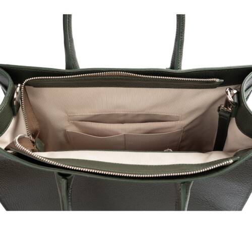 Guzini 8101 Women's Genuine Leather Handbag - Dark Green - 5