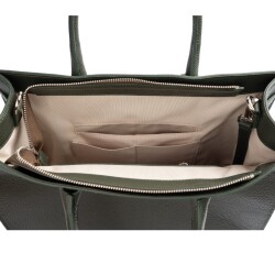 Guzini 8101 Women's Genuine Leather Handbag - Dark Green - 5