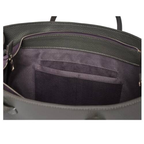 Guzini 8101 Women's Genuine Leather Handbag - Dark Grey - 2