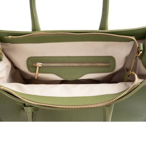 Guzini 8101 Women's Genuine Leather Handbag - Khaki - 5