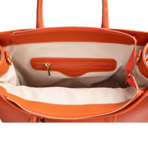 Guzini 8101 Women's Genuine Leather Handbag - Orange - 4