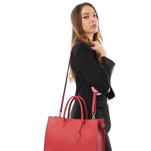 Guzini 8101 Women's Genuine Leather Handbag - Red - 6
