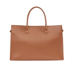 Guzini 8101 Women's Genuine Leather Handbag - Tan Brown - 2