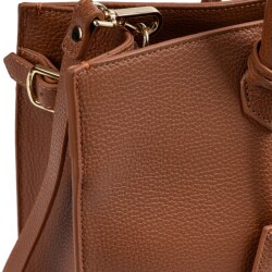 Guzini 8101 Women's Genuine Leather Handbag - Tan Brown - 6