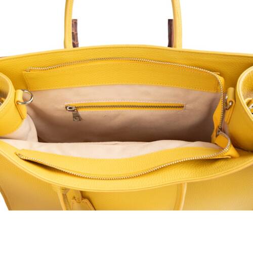 Guzini 8101 Women's Genuine Leather Handbag - Yellow - 5
