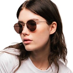 Lennon Brown Metal Unisex Sunglasses - 4