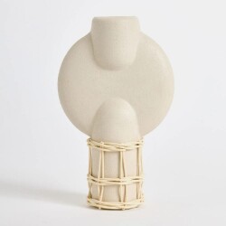Maisonord Cylindrical Natural Woven Ceramic Vase - Beige - 28 cm - Vip Living