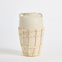 Maisonord Large Natural Wicker Woven Ceramic Vase - Beige - 26 cm - 2