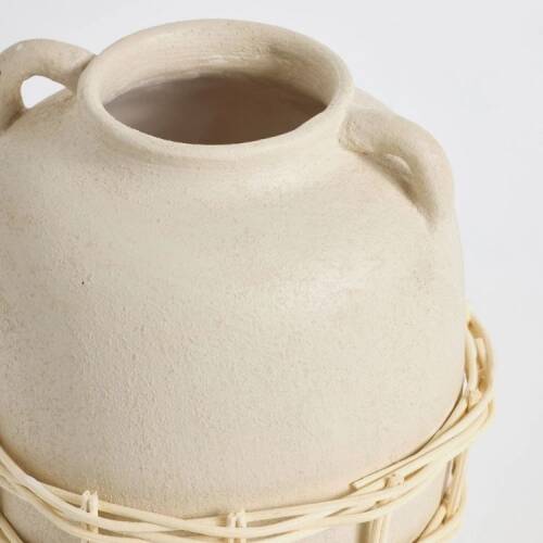 Maisonord Large Natural Wicker Woven Ceramic Vase - Beige - 26 cm - 4