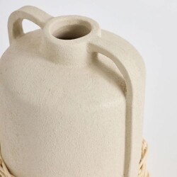 Maisonord Natural Wicker Woven Ceramic Vase with Handle - Beige - 19 cm - 3