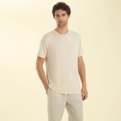 Men's Crew Neck Cotton Albano T-Shirt Beige - Luxury Clothing
