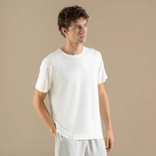 Men's Crew Neck Cotton Insenco T-Shirt Ecru - 1