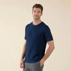 Men's Crew Neck Cotton Insenco T-Shirt Navy Blue - 3