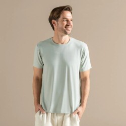 Men's Crew Neck Cotton Insenco T-Shirt Smoke Green - Luxury Clothing