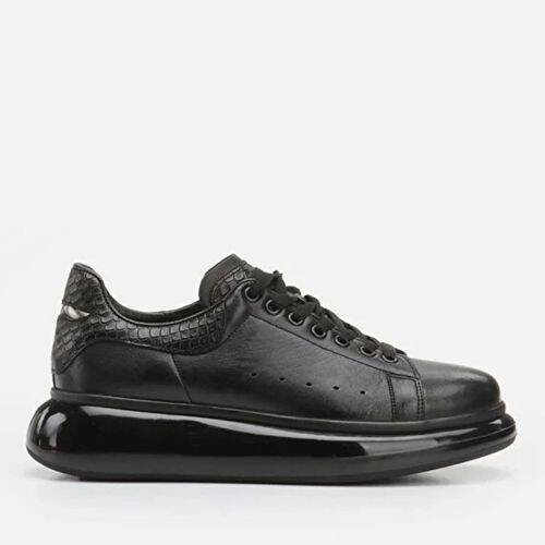 Men's Leather Black Casual Shoes - 1