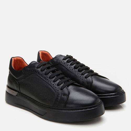 Men's Leather Black Casual Shoes - 2