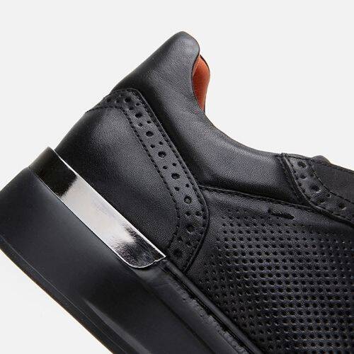 Men's Leather Black Casual Shoes - 5