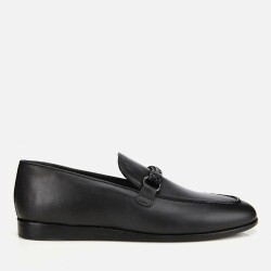 Men's Leather Black Classic Loafer with Buckle Detail - Luxury Shoes