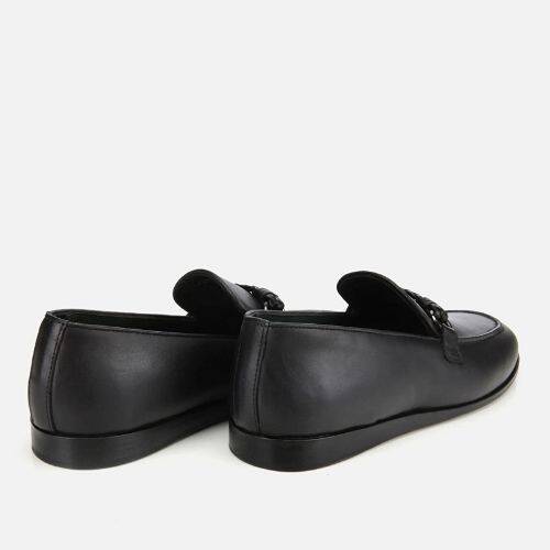 Men's Leather Black Classic Loafer with Buckle Detail - 4