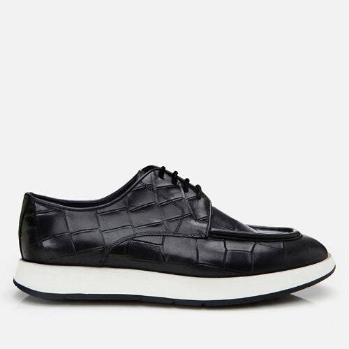 Men's Leather Black Crocodile Pattern Casual Shoes - 1