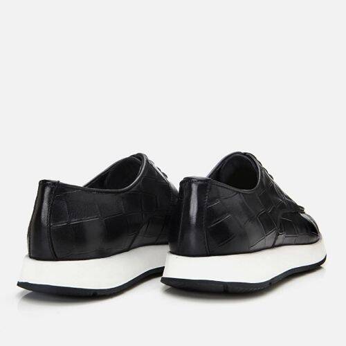 Men's Leather Black Crocodile Pattern Casual Shoes - 5