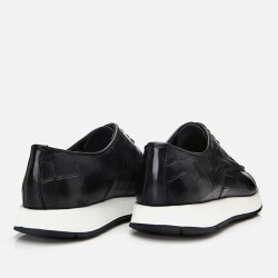 Men's Leather Black Crocodile Pattern Casual Shoes - 5