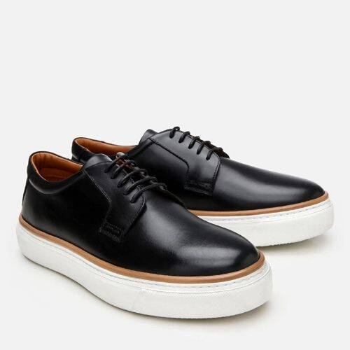 Men's Leather Black Lightweight Casual Shoes - 2