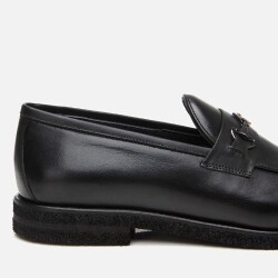 Men's Leather Black Lightweight Sole Classic Loafer - 6