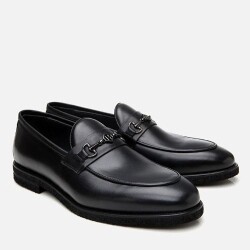 Men's Leather Black Lightweight Sole Classic Loafer - 2
