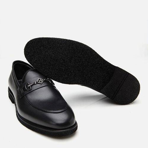 Men's Leather Black Lightweight Sole Classic Loafer - 5