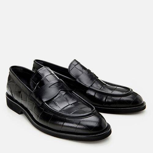 Men's Leather Black Lightweight Sole Classic Loafer - 2
