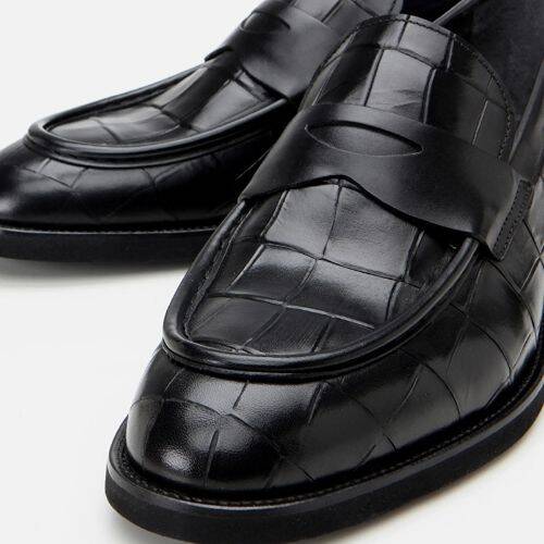 Men's Leather Black Lightweight Sole Classic Loafer - 4