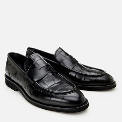 Men's Leather Black Lightweight Sole Classic Loafer - 2