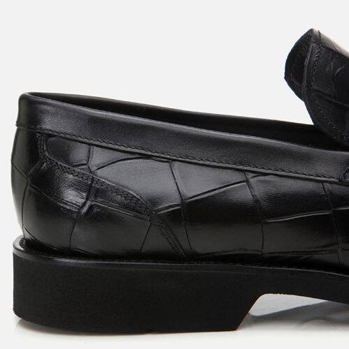 Men's Leather Black Lightweight Sole Classic Loafer - 3