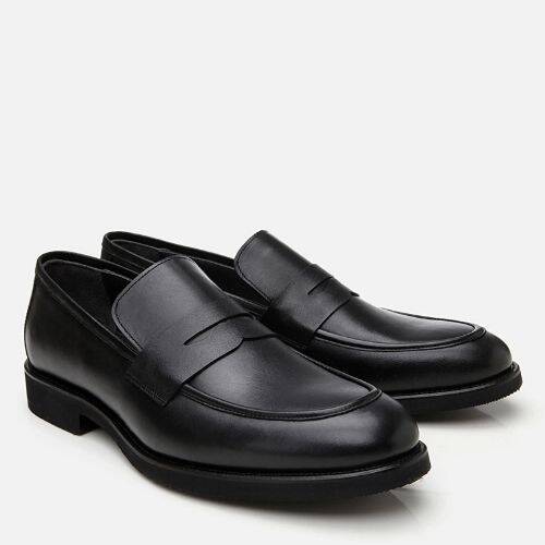Men's Leather Black Lightweight Sole Loafer - 2