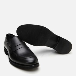Men's Leather Black Lightweight Sole Loafer - 6