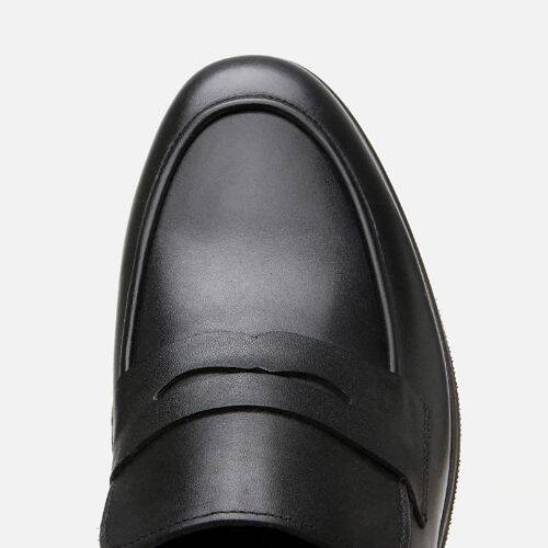Men's Leather Black Lightweight Sole Loafer - 4