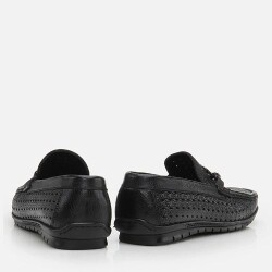 حذاء لوفر أسود من الجلد للرجال - 3