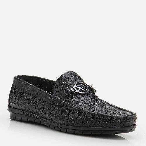 Men's Leather Black Loafer - 2
